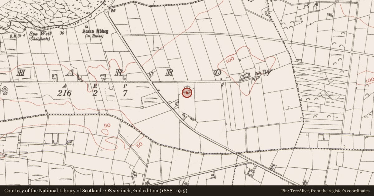 Ordnance Survey six-inch map, 2nd edition (1888–1915) covering the location of Ringfort - rath, Agharrow, County Sligo, with a pin at the register's coordinates