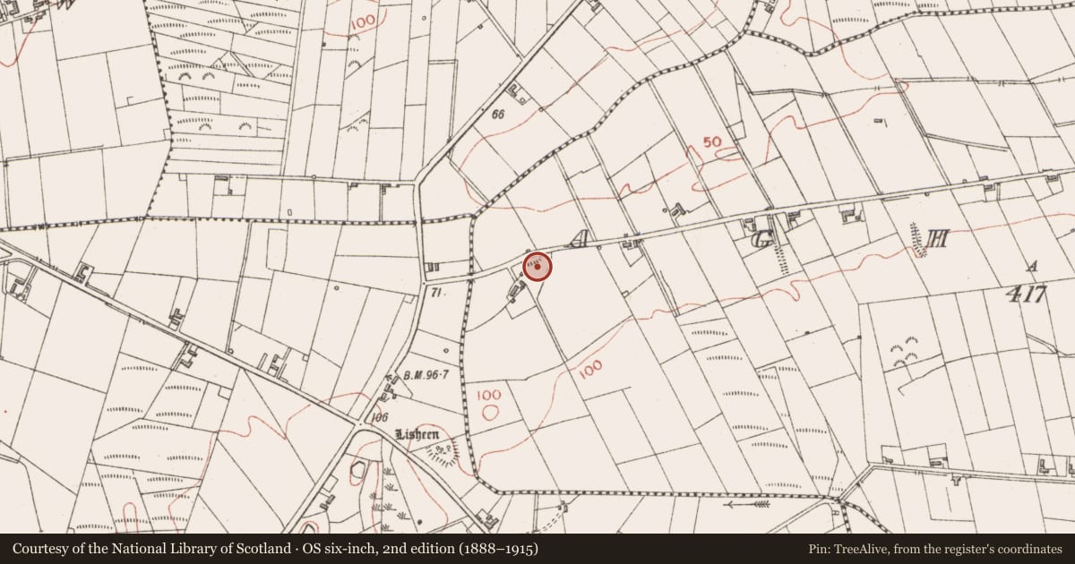 Ordnance Survey six-inch map, 2nd edition (1888–1915) covering the location of Mound, Aghagad, County Sligo, with a pin at the register's coordinates