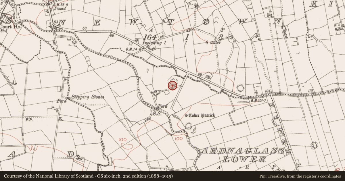 Ordnance Survey six-inch map, 2nd edition (1888–1915) covering the location of Souterrain, Ardnaglass Lower, County Sligo, with a pin at the register's coordinates