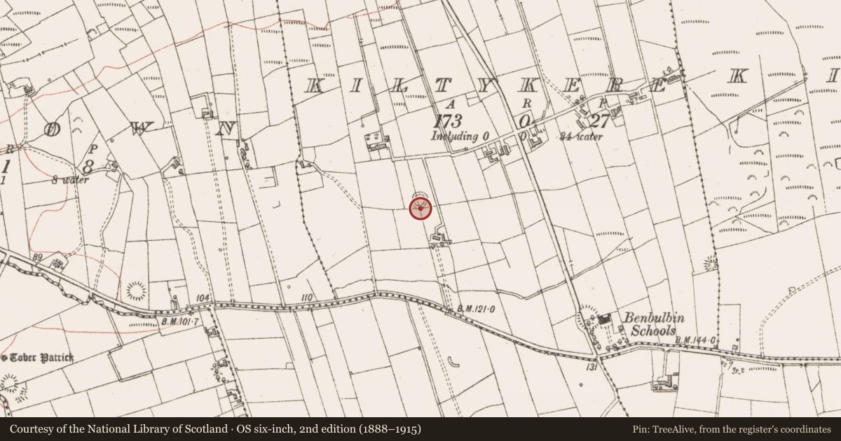 Ordnance Survey six-inch map, 2nd edition (1888–1915) covering the location of Ringfort - cashel, Kiltykere, County Sligo, with a pin at the register's coordinates