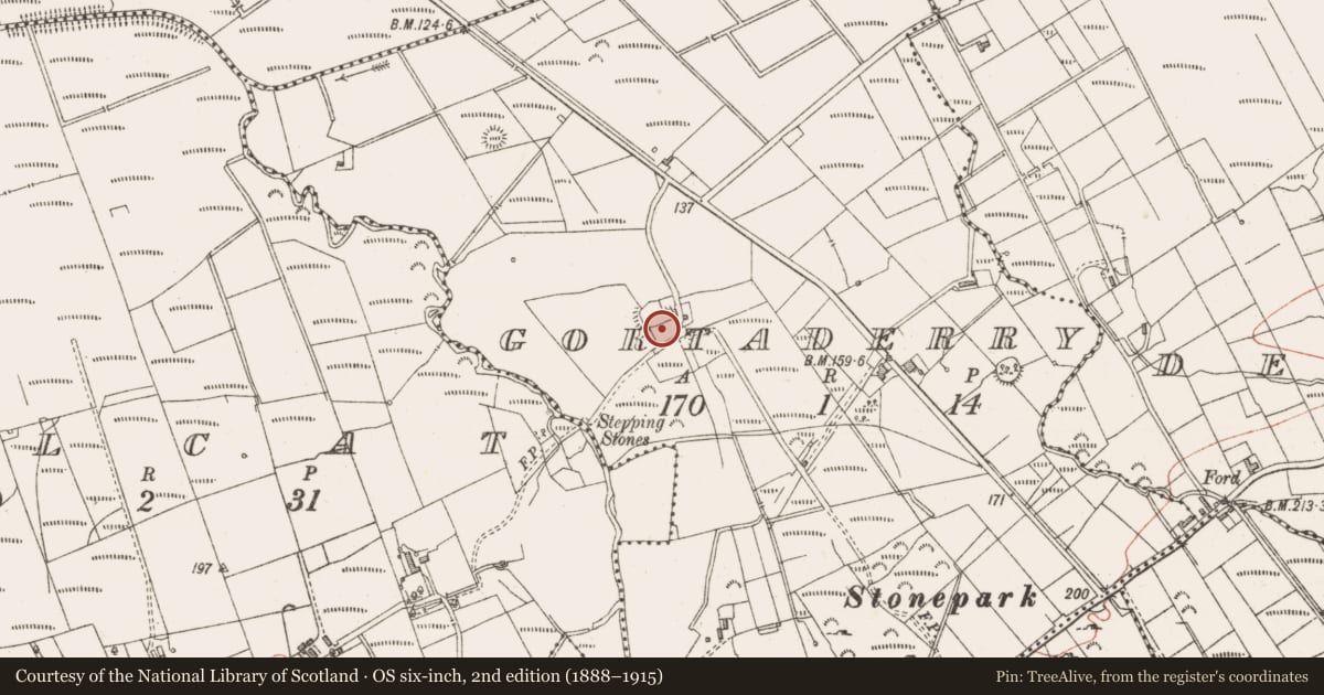 Ordnance Survey six-inch map, 2nd edition (1888–1915) covering the location of Ringfort - cashel, Gortaderry, County Sligo, with a pin at the register's coordinates