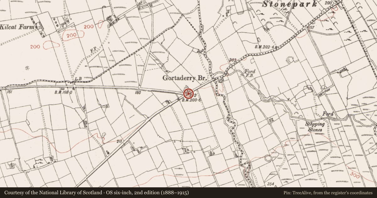 Ordnance Survey six-inch map, 2nd edition (1888–1915) covering the location of Ringfort - cashel, Gortnaleck, County Sligo, with a pin at the register's coordinates