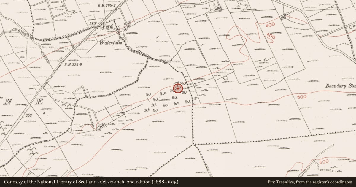 Ordnance Survey six-inch map, 2nd edition (1888–1915) covering the location of Ringfort - cashel, Cashelgarran, County Sligo, with a pin at the register's coordinates