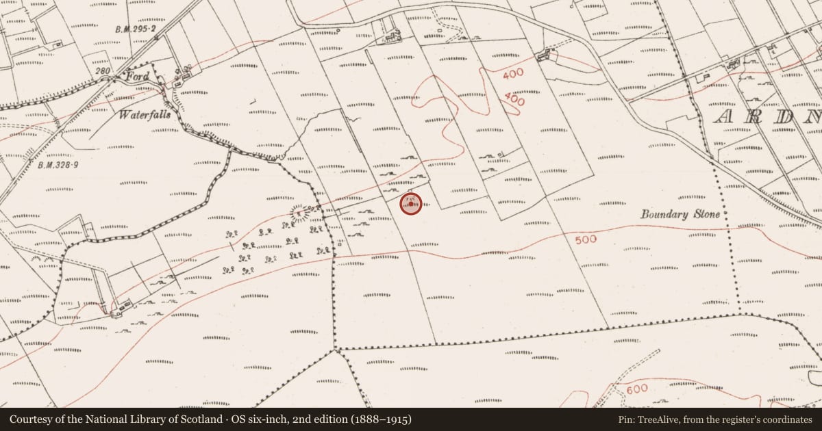 Ordnance Survey six-inch map, 2nd edition (1888–1915) covering the location of Ringfort - cashel, Barnaderg, County Sligo, with a pin at the register's coordinates