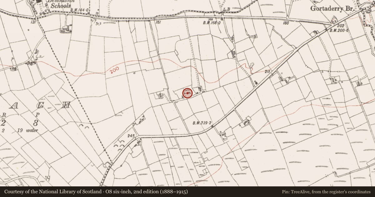 Ordnance Survey six-inch map, 2nd edition (1888–1915) covering the location of Megalithic tomb - court tomb, Gortnaleck, County Sligo, with a pin at the register's coordinates