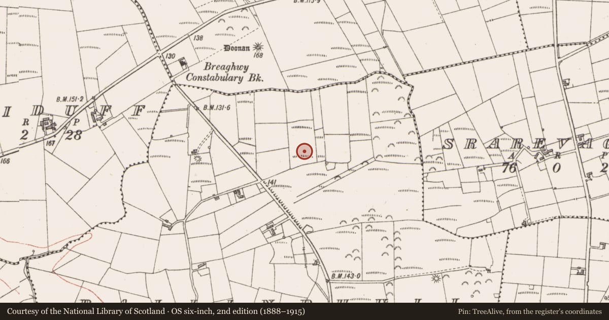 Ordnance Survey six-inch map, 2nd edition (1888–1915) covering the location of Cairn - unclassified, Ballinphull, County Sligo, with a pin at the register's coordinates