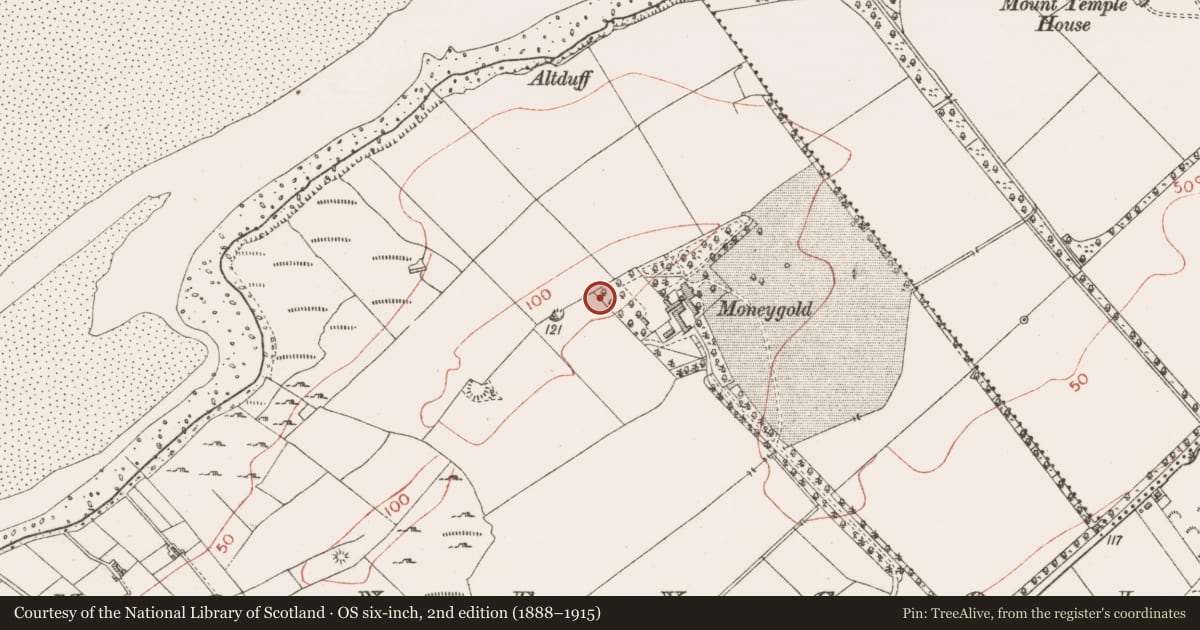 Ordnance Survey six-inch map, 2nd edition (1888–1915) covering the location of Cairn - unclassified, Moneygold, County Sligo, with a pin at the register's coordinates