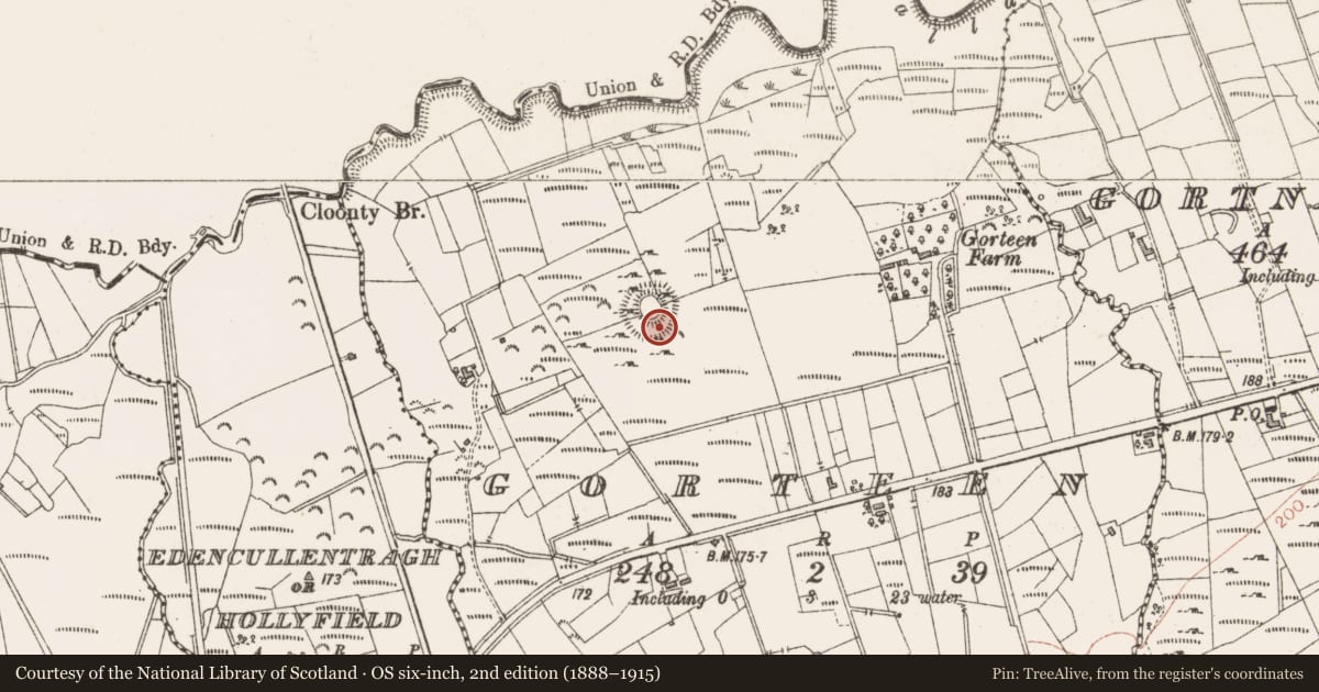 Ordnance Survey six-inch map, 2nd edition (1888–1915) covering the location of Ringfort - cashel, Gorteen, County Sligo, with a pin at the register's coordinates