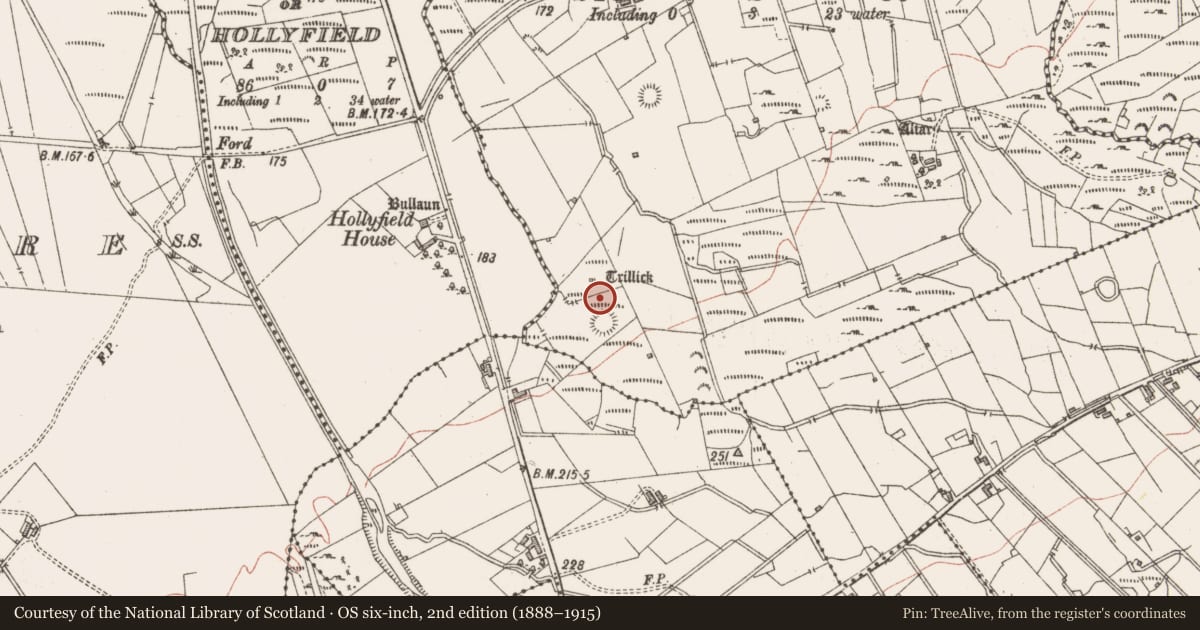 Ordnance Survey six-inch map, 2nd edition (1888–1915) covering the location of Megalithic tomb - portal tomb, Gorteen, County Sligo, with a pin at the register's coordinates
