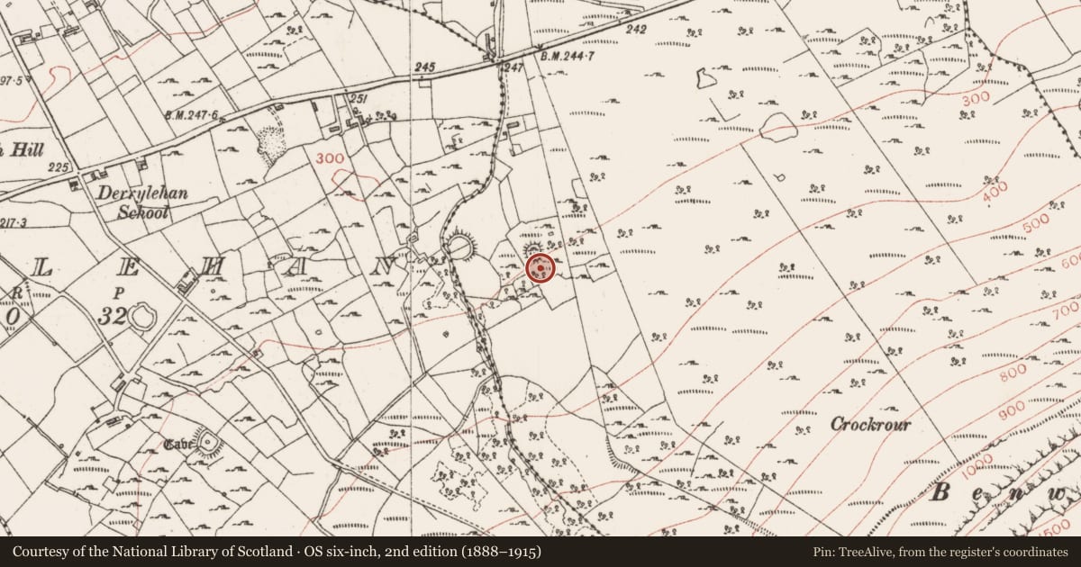 Ordnance Survey six-inch map, 2nd edition (1888–1915) covering the location of Ringfort - cashel, Moneylahan, County Sligo, with a pin at the register's coordinates