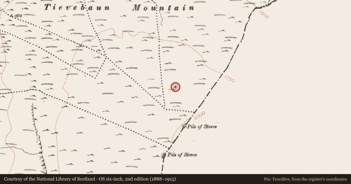 Ordnance Survey six-inch map, 2nd edition (1888–1915) covering the location of Cairn - unclassified, Lecklasser, Coolagraffy, County Sligo, with a pin at the register's coordinates