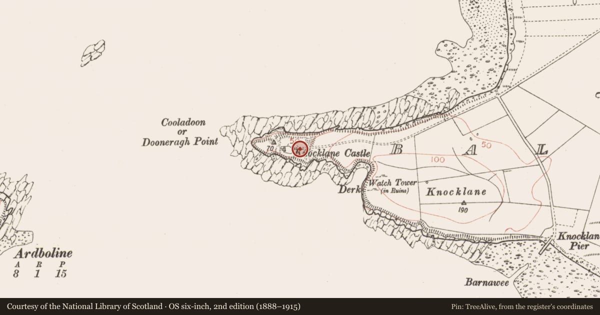 Ordnance Survey six-inch map, 2nd edition (1888–1915) covering the location of Building, Ballineden, County Sligo, with a pin at the register's coordinates