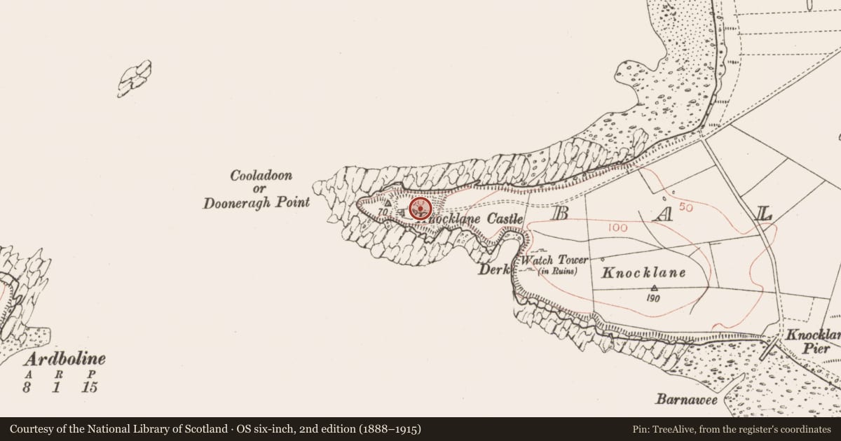 Ordnance Survey six-inch map, 2nd edition (1888–1915) covering the location of Enclosure, Ballineden, County Sligo, with a pin at the register's coordinates