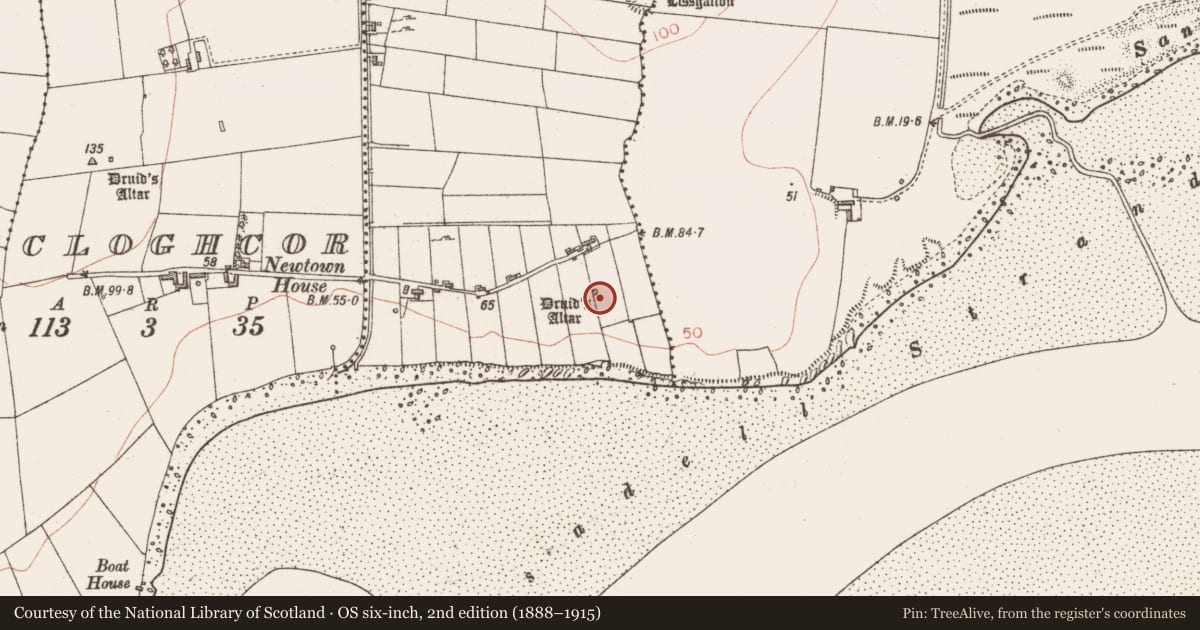 Ordnance Survey six-inch map, 2nd edition (1888–1915) covering the location of Megalithic tomb - unclassified, Cloghboley, County Sligo, with a pin at the register's coordinates