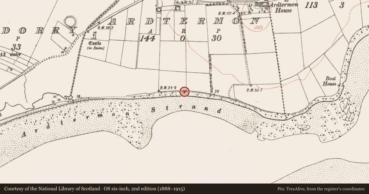 Ordnance Survey six-inch map, 2nd edition (1888–1915) covering the location of Cist, Ardtermon, County Sligo, with a pin at the register's coordinates