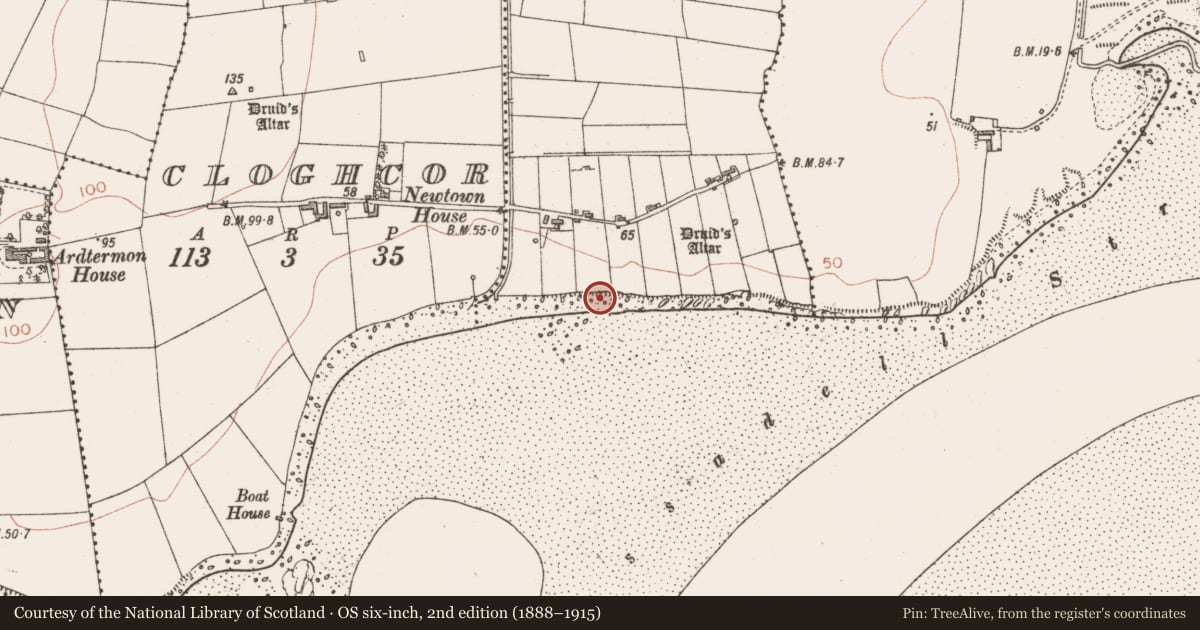 Ordnance Survey six-inch map, 2nd edition (1888–1915) covering the location of Midden, Cloghboley, County Sligo, with a pin at the register's coordinates