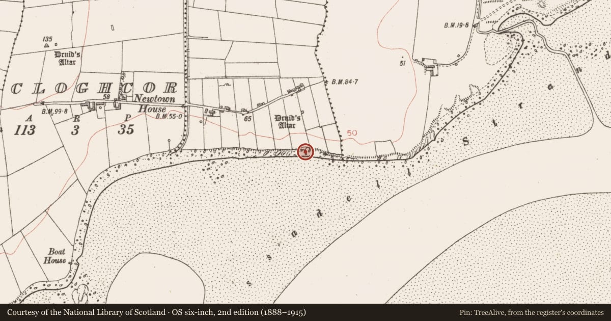 Ordnance Survey six-inch map, 2nd edition (1888–1915) covering the location of Midden, Cloghboley, County Sligo, with a pin at the register's coordinates