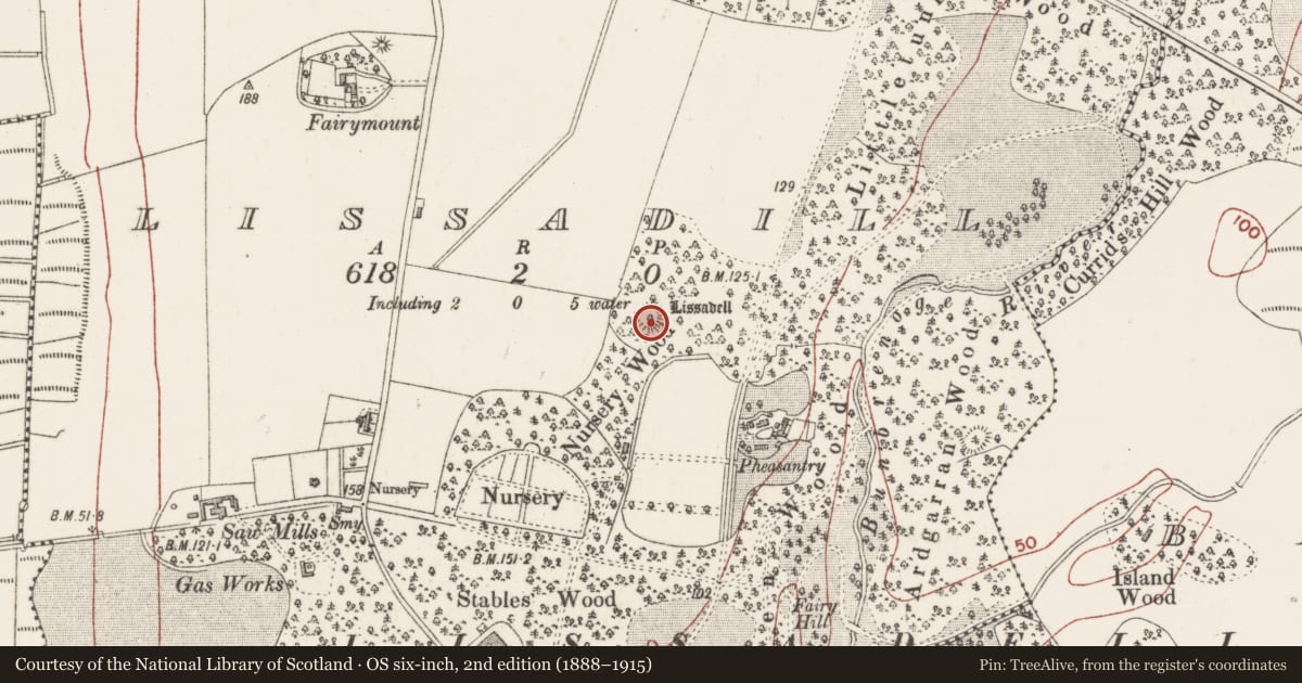 Ordnance Survey six-inch map, 2nd edition (1888–1915) covering the location of Ringfort - rath, Lissadill, County Sligo, with a pin at the register's coordinates