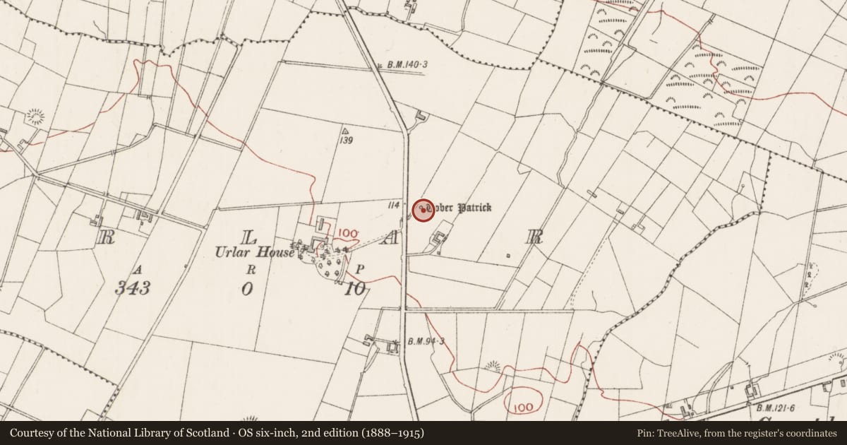 Ordnance Survey six-inch map, 2nd edition (1888–1915) covering the location of Ritual site - holy well, Urlar, County Sligo, with a pin at the register's coordinates