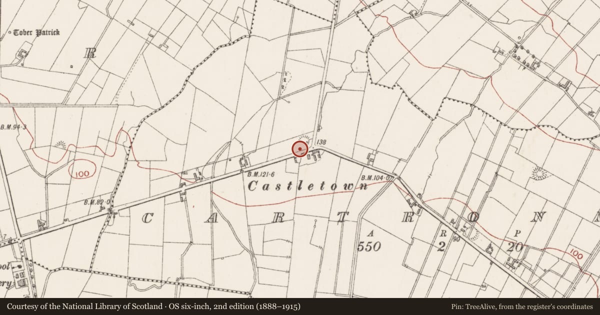 Ordnance Survey six-inch map, 2nd edition (1888–1915) covering the location of Earthwork, Cartronmore, County Sligo, with a pin at the register's coordinates