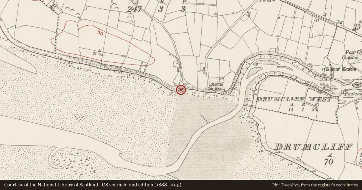 Ordnance Survey six-inch map, 2nd edition (1888–1915) covering the location of Salt works, Coolbeg, County Sligo, with a pin at the register's coordinates