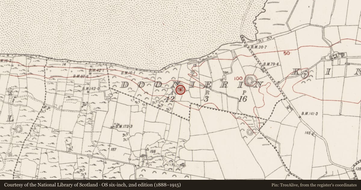Ordnance Survey six-inch map, 2nd edition (1888–1915) covering the location of Ringfort - rath, Doonierin, County Sligo, with a pin at the register's coordinates
