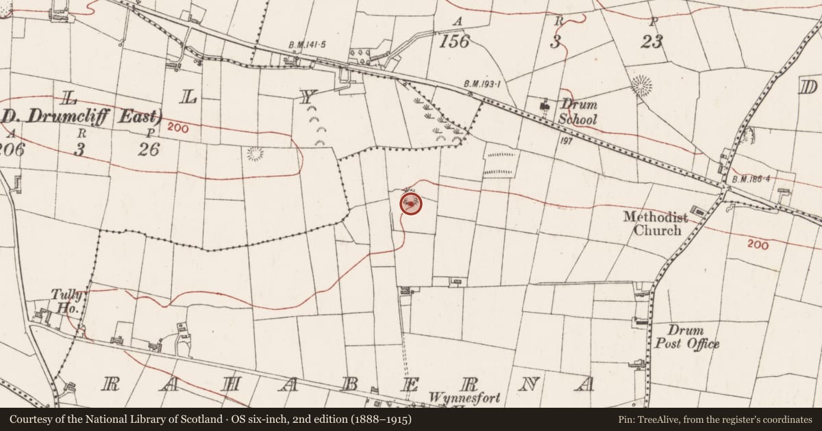 Ordnance Survey six-inch map, 2nd edition (1888–1915) covering the location of Ringfort - rath, Rahaberna, County Sligo, with a pin at the register's coordinates