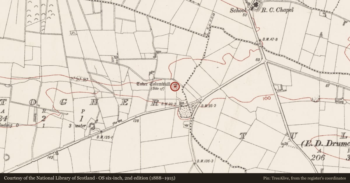 Ordnance Survey six-inch map, 2nd edition (1888–1915) covering the location of Ritual site - holy well, Kintogher, County Sligo, with a pin at the register's coordinates