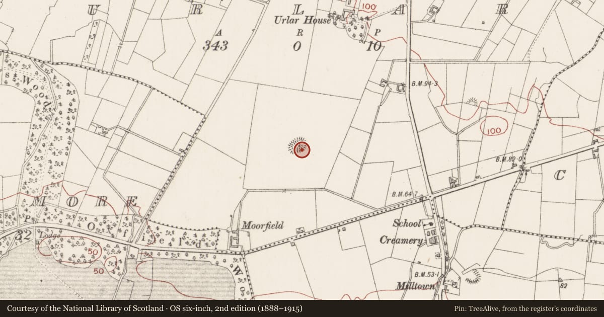 Ordnance Survey six-inch map, 2nd edition (1888–1915) covering the location of Enclosure, Urlar, County Sligo, with a pin at the register's coordinates
