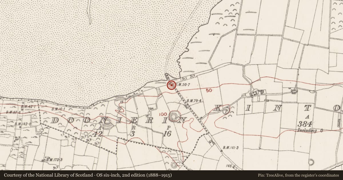 Ordnance Survey six-inch map, 2nd edition (1888–1915) covering the location of Road - road/trackway, Doonierin, County Sligo, with a pin at the register's coordinates