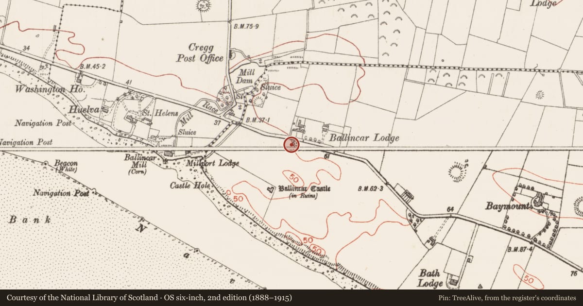 Ordnance Survey six-inch map, 2nd edition (1888–1915) covering the location of Midden, Ballincar, County Sligo, with a pin at the register's coordinates