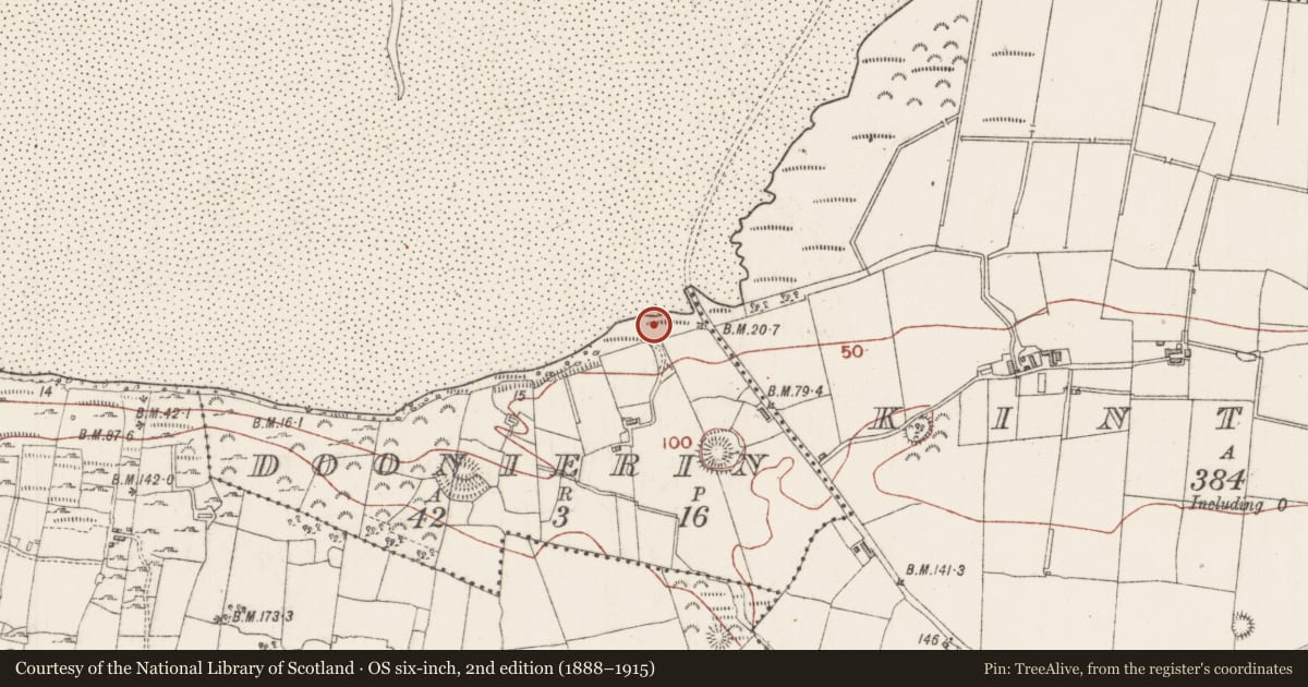 Ordnance Survey six-inch map, 2nd edition (1888–1915) covering the location of Ritual site - holy well, Doonierin, County Sligo, with a pin at the register's coordinates