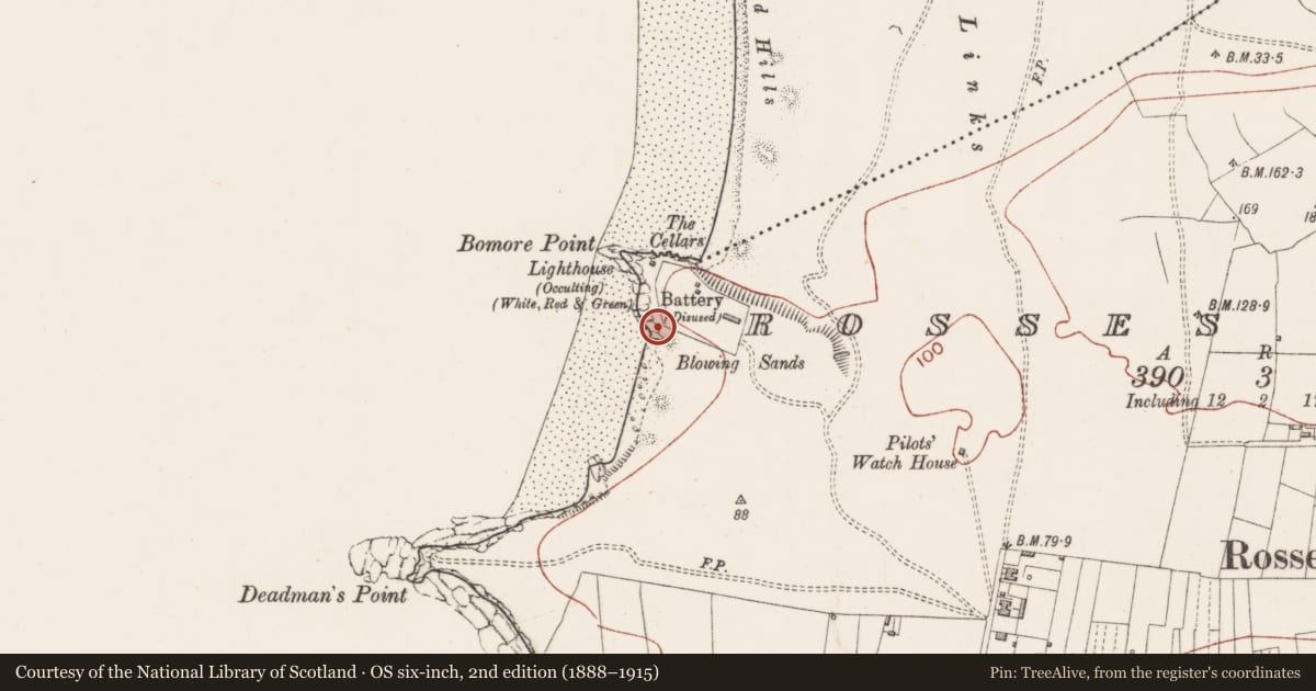 Ordnance Survey six-inch map, 2nd edition (1888–1915) covering the location of Midden, Rosses Upper, County Sligo, with a pin at the register's coordinates