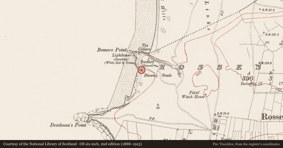 Ordnance Survey six-inch map, 2nd edition (1888–1915) covering the location of Midden, Rosses Upper, County Sligo, with a pin at the register's coordinates
