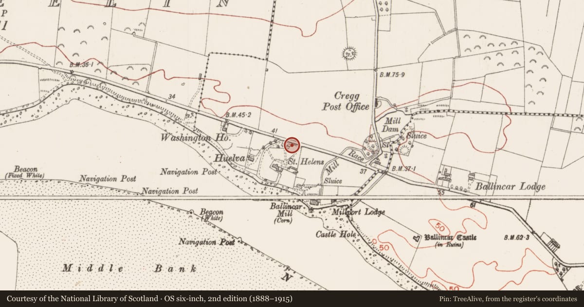 Ordnance Survey six-inch map, 2nd edition (1888–1915) covering the location of Burnt mound, Cregg, County Sligo, with a pin at the register's coordinates