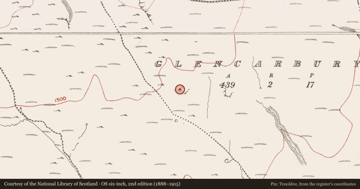 Ordnance Survey six-inch map, 2nd edition (1888–1915) covering the location of Building, Glencarbury, County Sligo, with a pin at the register's coordinates