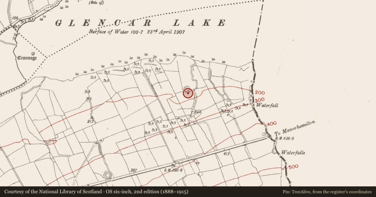 Ordnance Survey six-inch map, 2nd edition (1888–1915) covering the location of Ringfort - rath, Gortnagrelly, County Sligo, with a pin at the register's coordinates
