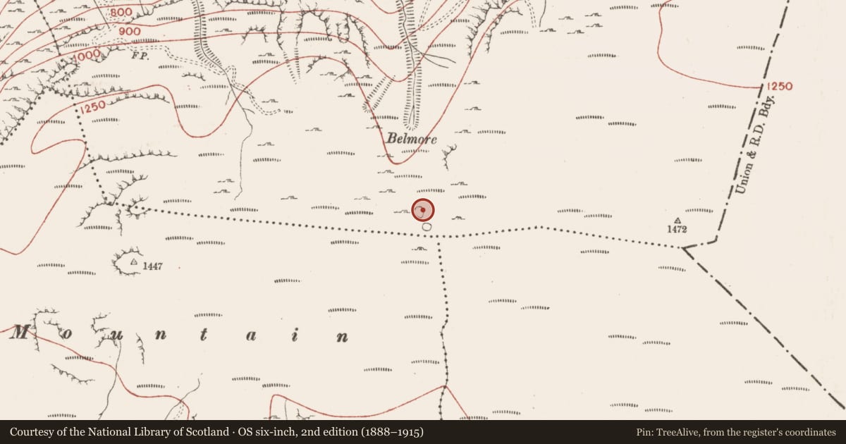 Ordnance Survey six-inch map, 2nd edition (1888–1915) covering the location of Field boundary, Gortnagrelly, County Sligo, with a pin at the register's coordinates