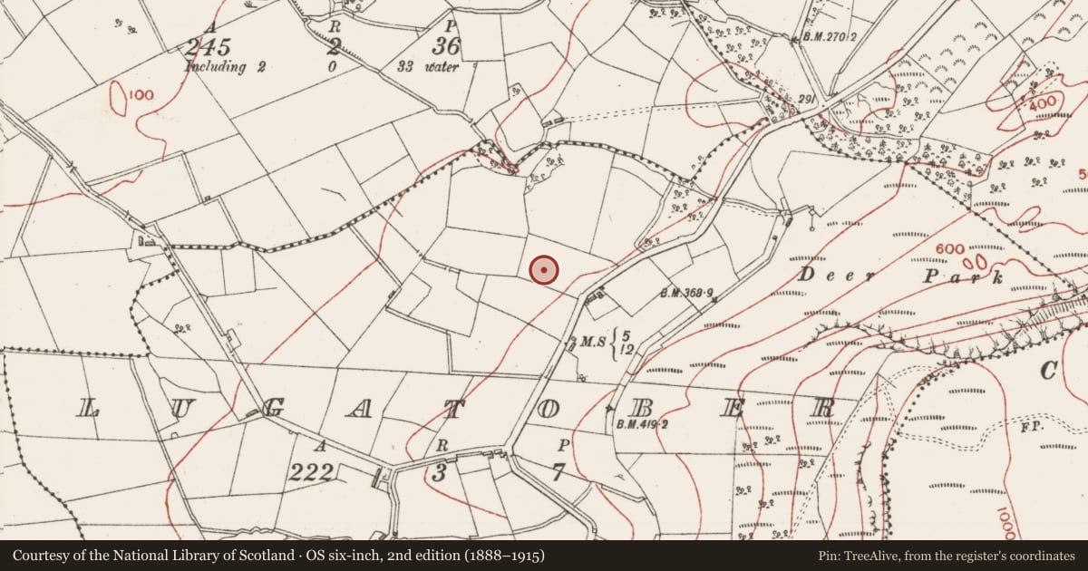 Ordnance Survey six-inch map, 2nd edition (1888–1915) covering the location of Structure, Lugatober, County Sligo, with a pin at the register's coordinates