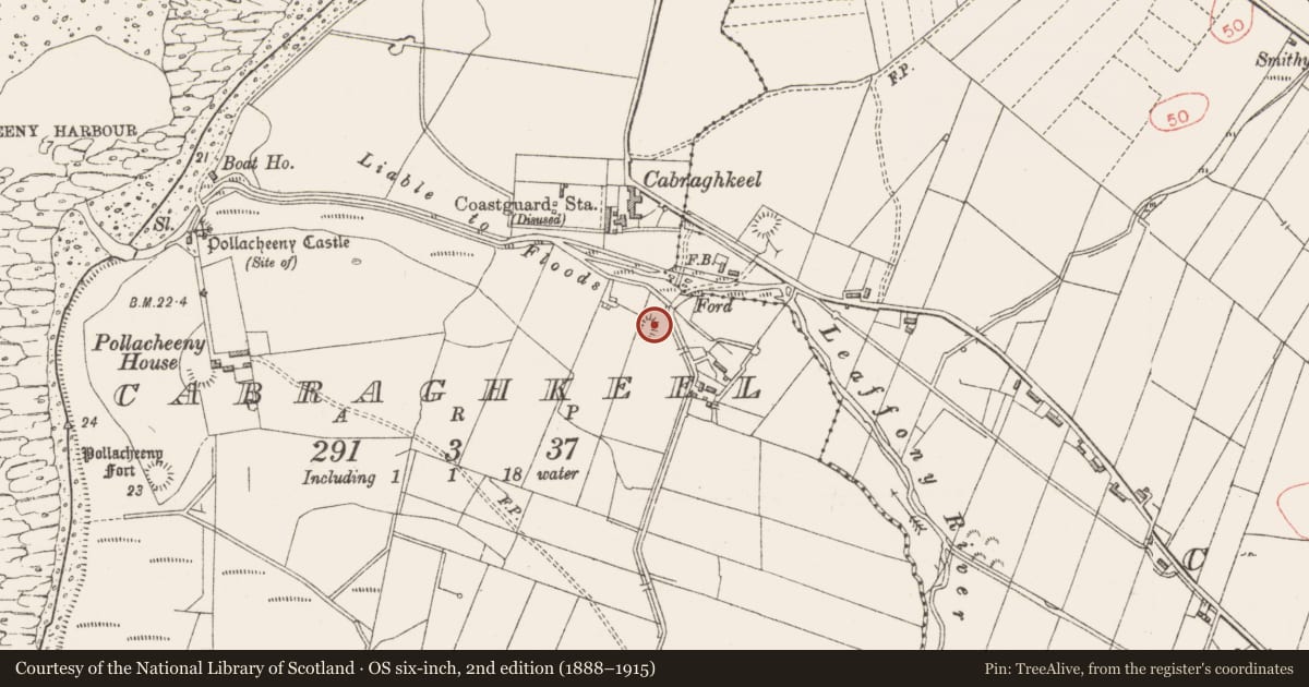 Ordnance Survey six-inch map, 2nd edition (1888–1915) covering the location of Mound, Cabraghkeel, County Sligo, with a pin at the register's coordinates