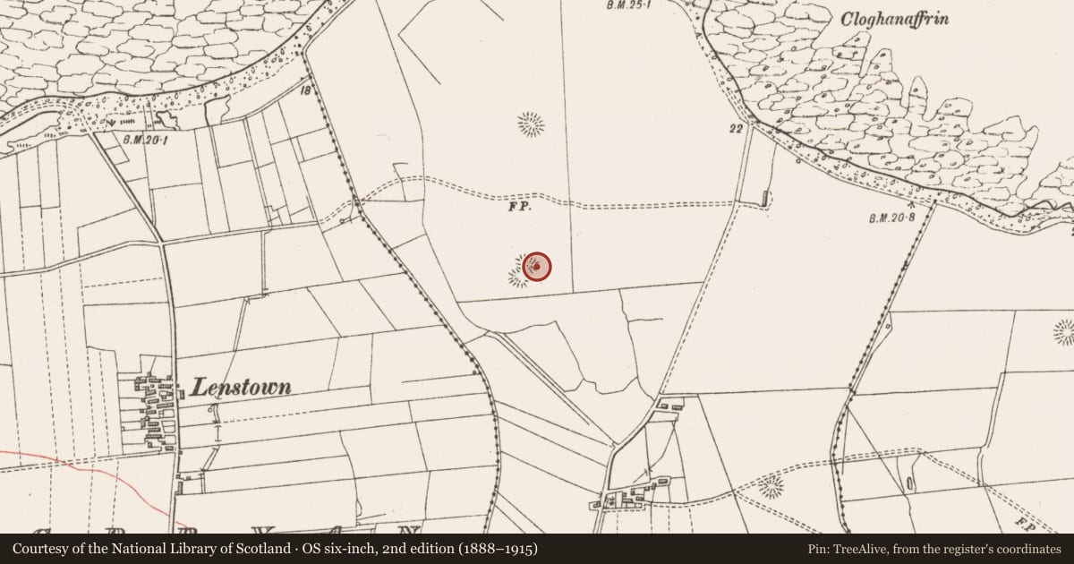 Ordnance Survey six-inch map, 2nd edition (1888–1915) covering the location of House - early medieval, Carrownrush, County Sligo, with a pin at the register's coordinates