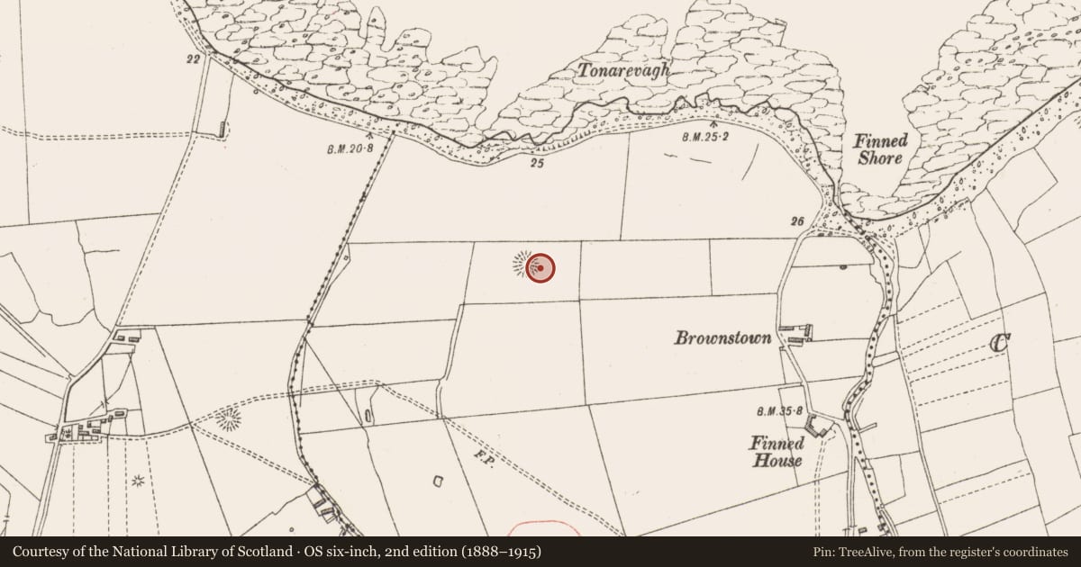 Ordnance Survey six-inch map, 2nd edition (1888–1915) covering the location of House - indeterminate date, Finned, County Sligo, with a pin at the register's coordinates
