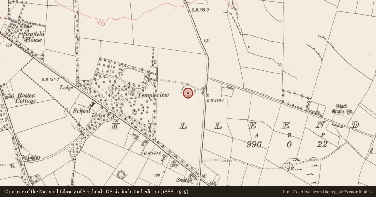 Ordnance Survey six-inch map, 2nd edition (1888–1915) covering the location of Souterrain, Killeenduff, County Sligo, with a pin at the register's coordinates