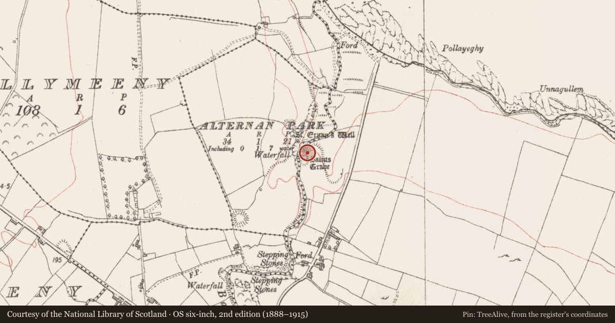 Ordnance Survey six-inch map, 2nd edition (1888–1915) covering the location of Altar, Doonaltan, County Sligo, with a pin at the register's coordinates