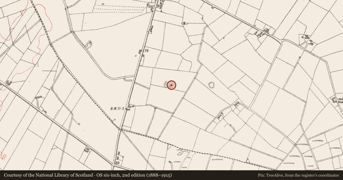 Ordnance Survey six-inch map, 2nd edition (1888–1915) covering the location of Souterrain, Rathlee, County Sligo, with a pin at the register's coordinates