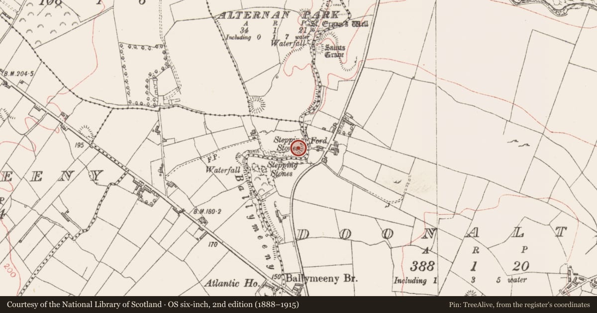 Ordnance Survey six-inch map, 2nd edition (1888–1915) covering the location of Ringfort - rath, Ballymeeny (Armstrong), County Sligo, with a pin at the register's coordinates