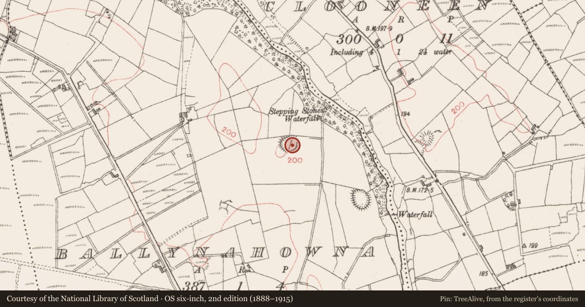 Ordnance Survey six-inch map, 2nd edition (1888–1915) covering the location of Ringfort - cashel, Ballynahowna, County Sligo, with a pin at the register's coordinates