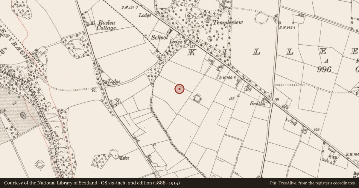 Ordnance Survey six-inch map, 2nd edition (1888–1915) covering the location of Souterrain, Killeenduff, County Sligo, with a pin at the register's coordinates