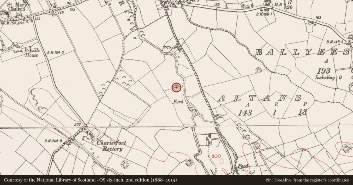Ordnance Survey six-inch map, 2nd edition (1888–1915) covering the location of Ringfort - rath, Ballyglass, County Sligo, with a pin at the register's coordinates
