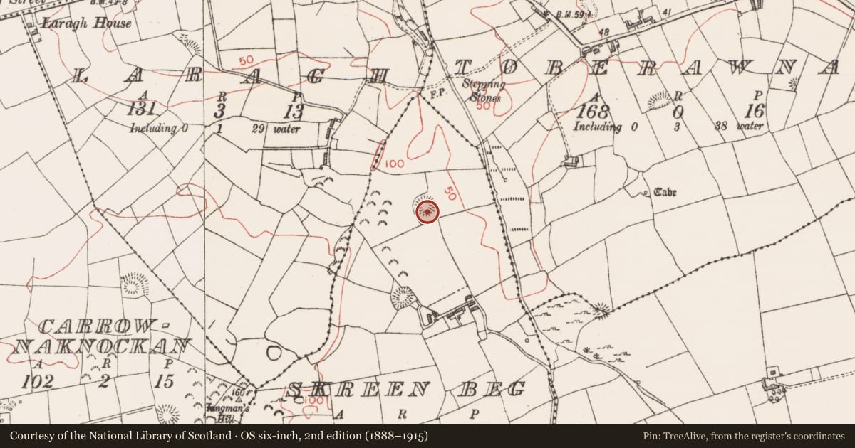 Ordnance Survey six-inch map, 2nd edition (1888–1915) covering the location of House - early medieval, Skreen Beg, County Sligo, with a pin at the register's coordinates